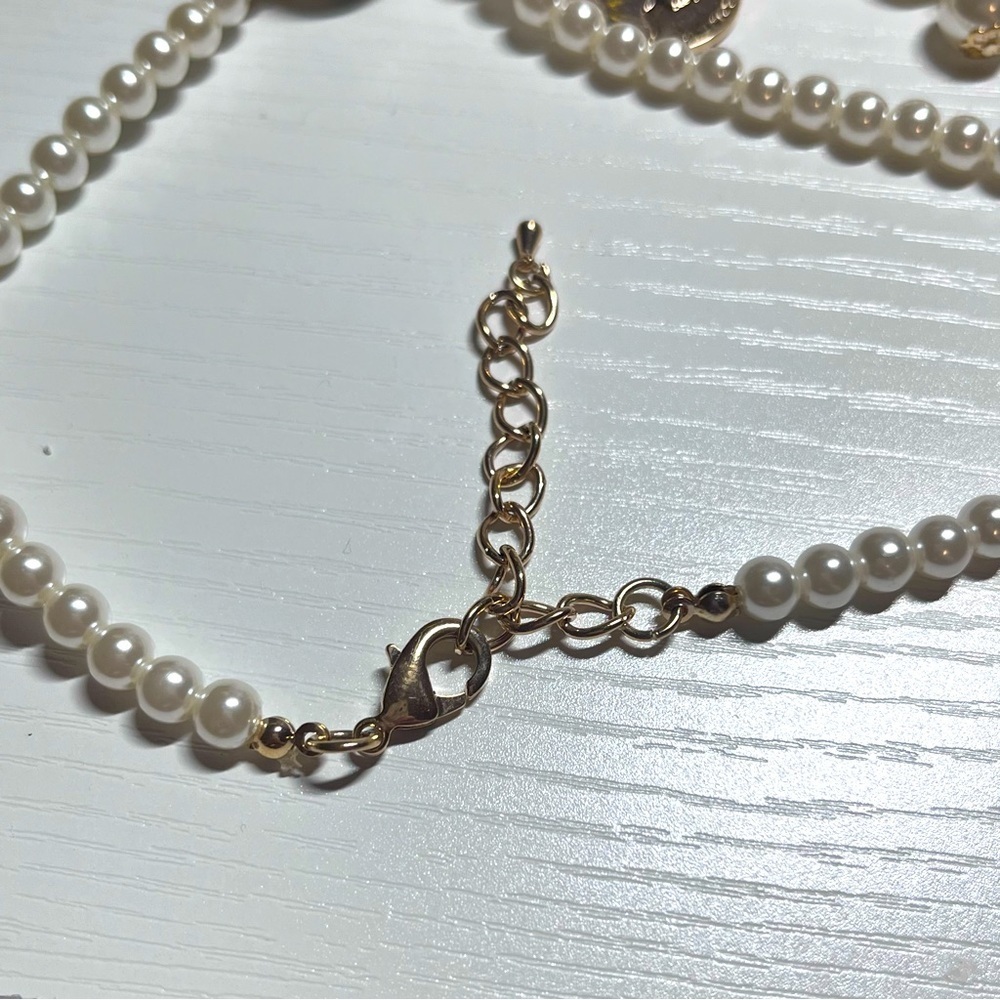Chunky Long Pearl Beaded Fashion Necklace with Ballerina Pendant & Charms - Picture 13 of 15